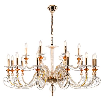 Люстра Crystal Lux CATARINA SP12+6 V2 GOLD/TRANSPARENT-COGNAC 1361/318