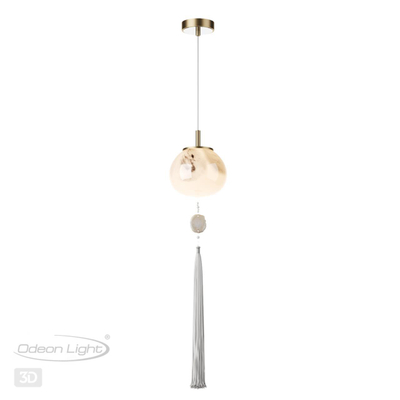 5432/1 MODERN ODL_EX25 089 золотой(под латунь)/стекло/кисточка/агат Подвес E14 1*40W FIOLENT
