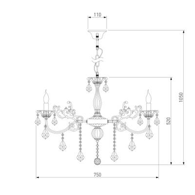 Подвесная люстра с хрусталем 3281/8 античная бронза / прозрачный хрусталь, E14х8