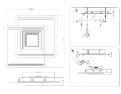Потолочный светодиодный светильник с хрусталем FA262 CF/TI кофе/янтарь 112W 540*540*80 (ПДУ РАДИО 2.4)