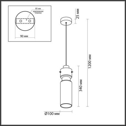 5057/1 PENDANT ODL24 323 черный/дымчатый/металл/стекло Подвес E27 1*40W SCROW
