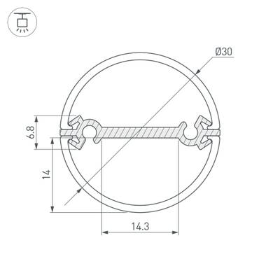 Профиль ROUND-D30-DUAL-2000 ANOD (Arlight, Алюминий)
