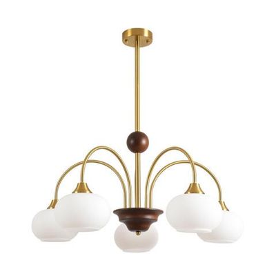 8323/5C MODERNI LN латунь/белый, металл/стекло/дерево Люстра потолочная E27 5*60W 220V LARINA