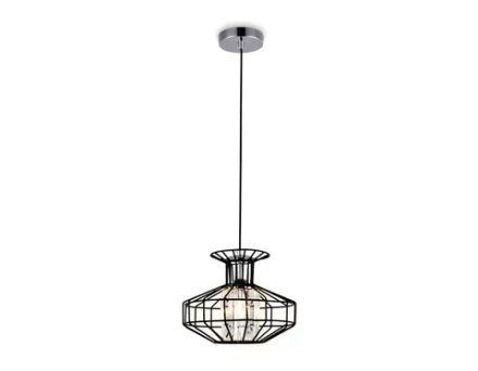 Подвесной светильник в стиле лофт TR5850 BK/CL черный/прозрачный E27 max 40W D240*1200