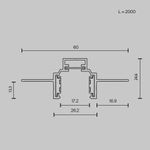 Шинопровод 2м Exility низкопрофильный встраиваемый под ГКЛ 12,5 мм, TRXM034-422B. TM Maytoni