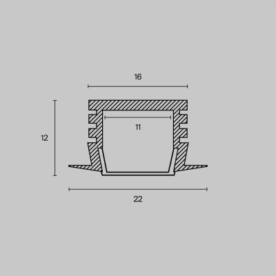 Алюминиевый профиль встраиваемый с накладным фланцем 22x12 (Серебро, 2 м), ALM006S-2M, ALM006S-2M. TM Maytoni