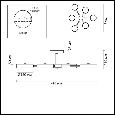 5659/99CL LEDIO LN26 351 белый, хром Люстра потолочная LED 108W 3000/4000/6000К 220V MIKA