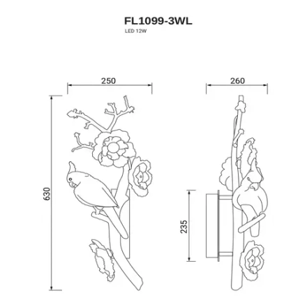 Бра Sauvage Left FL1099-3WL, LED