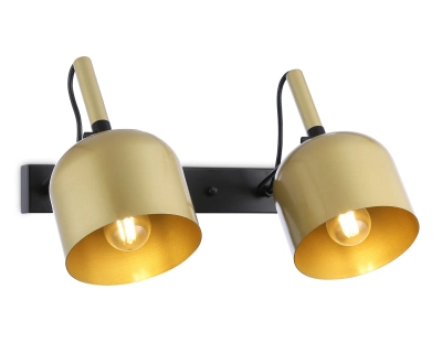 Настенно-потолочный спот TR97106/2 GD/BK золото/черный E27*2 max 40W D130*223*273
