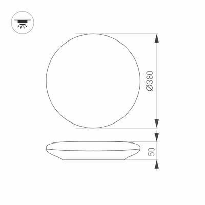 Светильник CL-FRISBEE-MOTION-R380-25W Day4000 (WH, 180 deg, 230V) (Arlight, IP54 Пластик, 3 года)
