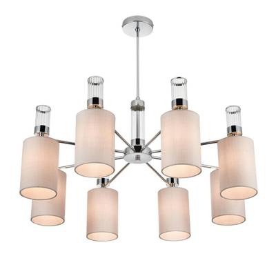 6585/8 MODERNI LN25 хром/бежевый, металл/текстиль, стекло Люстра подвесная E14 8*40W 220V ARNIKA