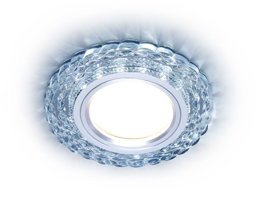 Встраиваемый точечный светильник с LED подсветкой S287 CL прозрачный GU5.3+3W(LED WHITE) D90*25