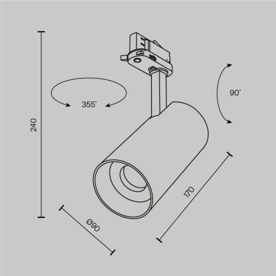 Трековый светильник Фокус / Focus Led Trinity 2700-5000K 40Вт 36°, TR197-3-40WCCT-M-B. TM Maytoni