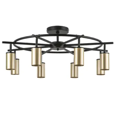 LR718408 Люстра RULLO 8х50W GU10 ЧЕРНЫЙ/ЗОЛОТО (571718+214440-8)