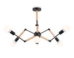 Подвесной светильник в стиле лофт TR80488/6 BK/LW черный/светлое дерево E27/6 max 60W D930*510