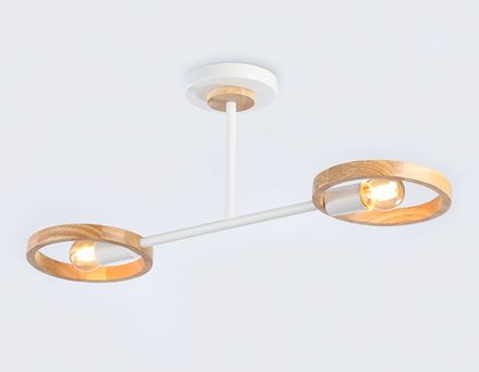 Подвесной светильник со сменной лампой TR8243/2 WH/LWD белый/светлое дерево E27/2 max 40W 590*165*220