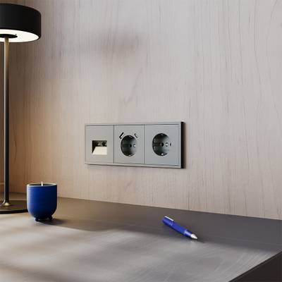 VLS040106 Розетка встраиваемая VOLTUM S70 с заземлением 16А, (титан) (ТМ Maytoni)