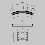 Радиусный профиль 35x35 D800мм 1/8 круга черный, ALM-3535R-B-D-45°-0.8M. TM Maytoni