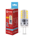 Лампа светодиодная LED-JC 3Вт капсульная прозрачная 6500К холод. бел. G4 290лм 12В IN HOME 4690612036045