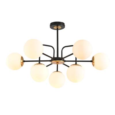 8375/9C MODERNI LN черный/латунь/белый, металл/стекло Люстра потолочная E27 9*60W 220V ELRONA