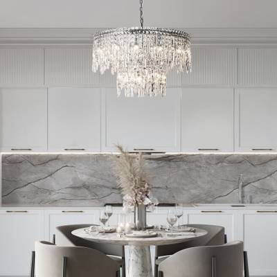 Умная подвесная люстра с прозрачным хрусталем 60160 хром