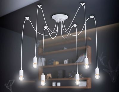 Подвесная люстра в стиле лофт TR8177/6 WH белый E27*6 max 40W D630*910