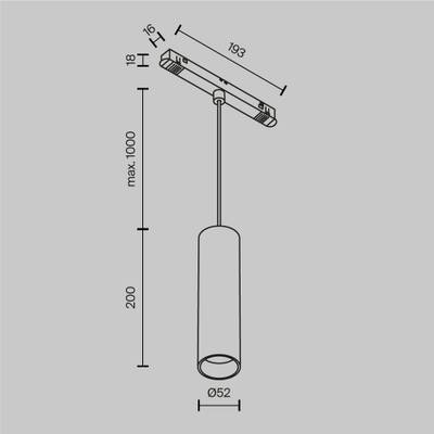 Трековый подвесной светильник Focus Led Exility 2700-6000K 12Вт 36° Dim Dali1, TR041-4-12WTW-DD-W. TM Maytoni