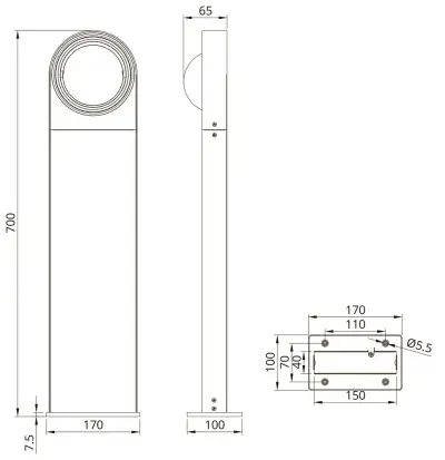 Ландшафтный светильник Arte Lamp SAN FRANCISCO A1831PA-1BK, 1хLED