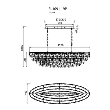 Люстра подвесная Dignita FL1091-19P, E14х19