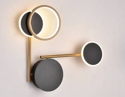 Настенный поворотный светодиодный светильник FL5198 SBK/GD черный песок/золото LED 3000K 13W 445*400*60