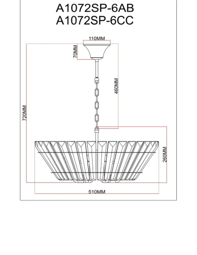 Подвесная люстра Arte Lamp FLORIZEL A1072SP-6AB, 6хE14