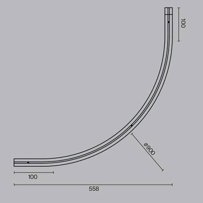 Коннектор радиусный D900 встраиваемый под ГКЛ 9,5мм Levity черный, TRA184-R900-12B. TM Maytoni