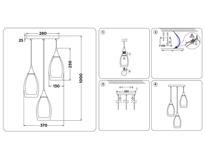 Подвесной светильник TR3549/3 GD/TI золото/янтарь E14 max 40W 370*130*1000
