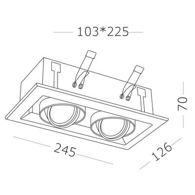 ST250.558.02 Св-к встр. Черный, Белый GU10 2*50W  IP20 L245xW126xH70 220V Без ламп