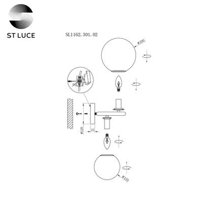 SL1162.301.02 Светильник настенный ST-Luce Латунь/Коньячный E14 2*40W