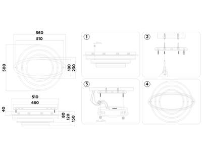 Светильник светодиодный потолочный с пультом FA8522 WH белый 146W 3000K-6400K 560*500*150 (ПДУ РАДИО 2.4G)