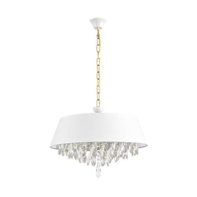 8374/6 CLASSI LN латунь/белый/прозрачный, металл/текстиль/хрусталь Люстра подвесная E27 6*60W 220V MITRIM