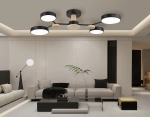 Светильник светодиодный подвесной FL4860/4 BK/WD черный/дерево 60W 3000-6000K 700*400*120 (без ПДУ)