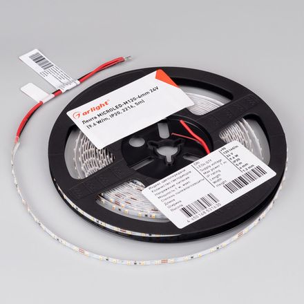 Лента MICROLED-M120-4mm 24V Warm3500 (9.6 W/m, IP20, 2216, 5m) (Arlight, узкая)