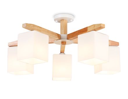 Подвесная люстра TR83118/5 WH/LW белый/светлое дерево E27/5 max 40W D700*325