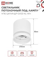 Светильник НПБ ЦИЛИНДР-GX53-NL-WH 82х80мм потолочн. под лампу GX53 бел. IN HOME 4690612046532
