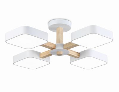 Светильник светодиодный подвесной FL4879/4 WH/WD белый/дерево 24W 3000-6000K D610*160 (без ПДУ)