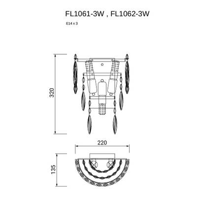 Бра The Empress Gold FL1061-3W, E14х3