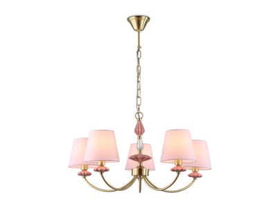 Светильник подвесной LH75024/5 GD/PI золото/розовый E14/5 max 40W D700*780