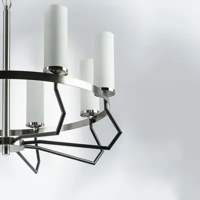 723085 Люстра FLUME 8х40W E14 ЧЕРНЫЙ МАТОВЫЙ/НИКЕЛЬ Lightstar