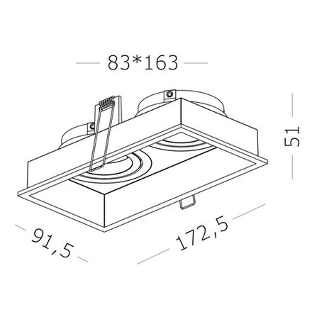 ST261.418.02 Св-к встр. Черный GU10 2*50W IP20 L91,5xW17,2xH5,2 220V Без ламп