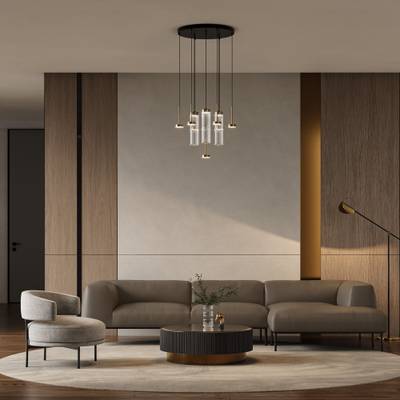 Подвесной светодиодный светильник со стеклянными плафонами 301102 LED латунь