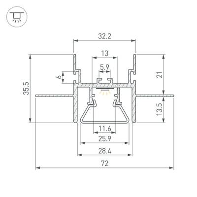 Профиль с экраном STRETCH-CEIL-CENTER-S-2000 (Arlight, Алюминий)