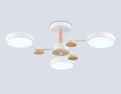 Светильник светодиодный подвесной FL4855/3 WH/WD белый/дерево 54W 3000-6000K D660*170 (без ПДУ)