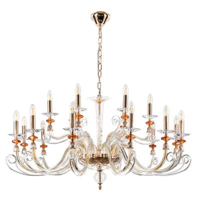 Люстра Crystal Lux CATARINA SP12+6 V2 GOLD/TRANSPARENT-COGNAC 1361/318